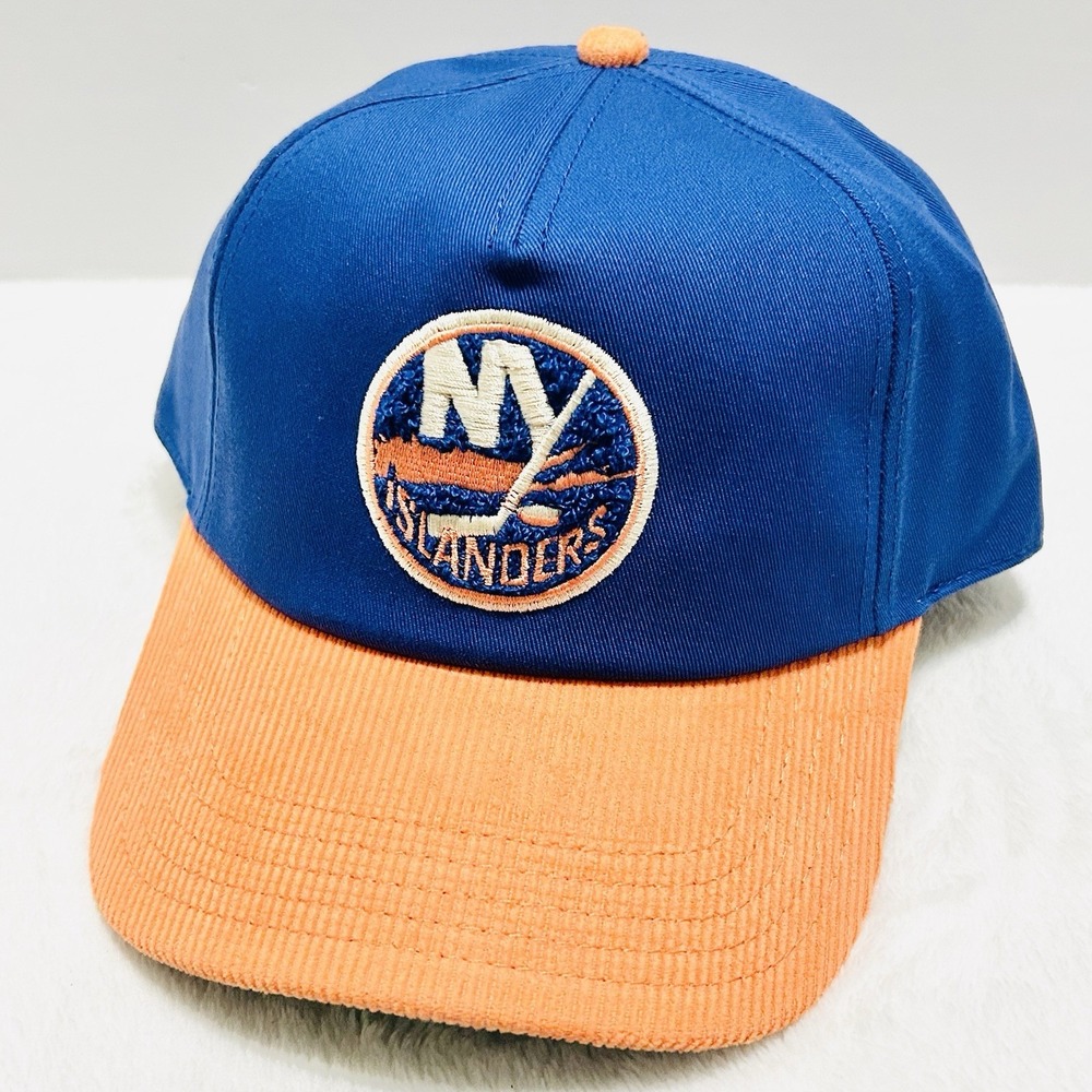American Needle New York Islanders Corduroy Hat Cap A-Frame Adjustable Blue
